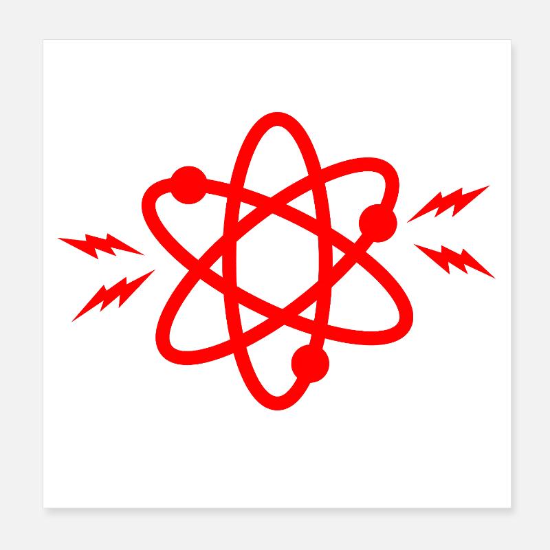 Because Science Atom Rouge Poster 20 x 20 cm