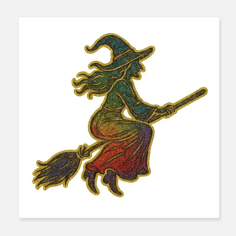 Le vol des sorcières arc-en-ciel Poster 20 x 20 cm