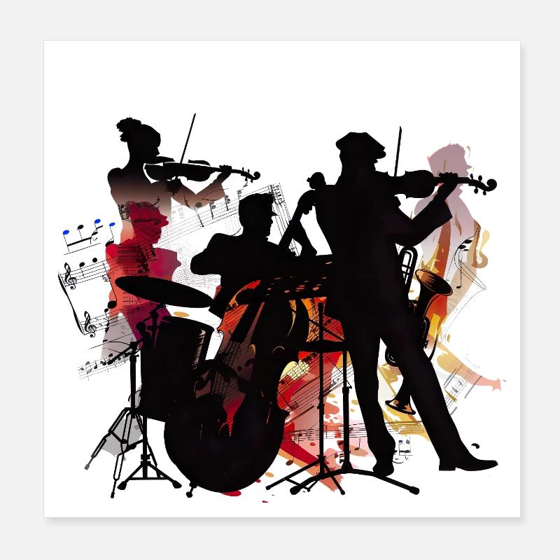 Explosion de couleur de silhouette de gang Poster 20 x 20 cm