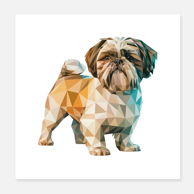 Shih Tzu - Cool Low Poly Logo Poster 20x20 cm