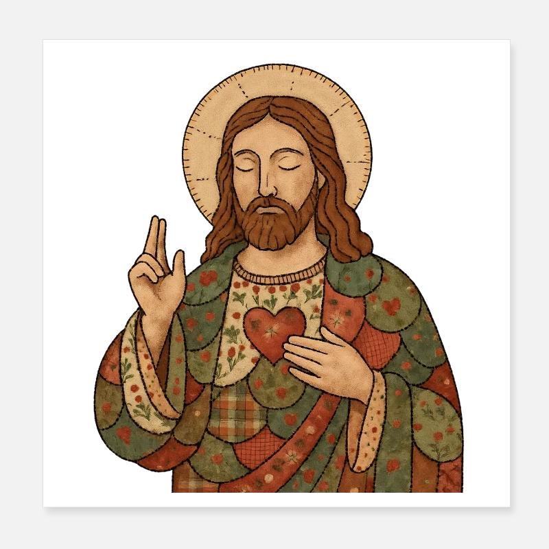 Weihnachten Patchwork Jesus Poster 20x20 cm