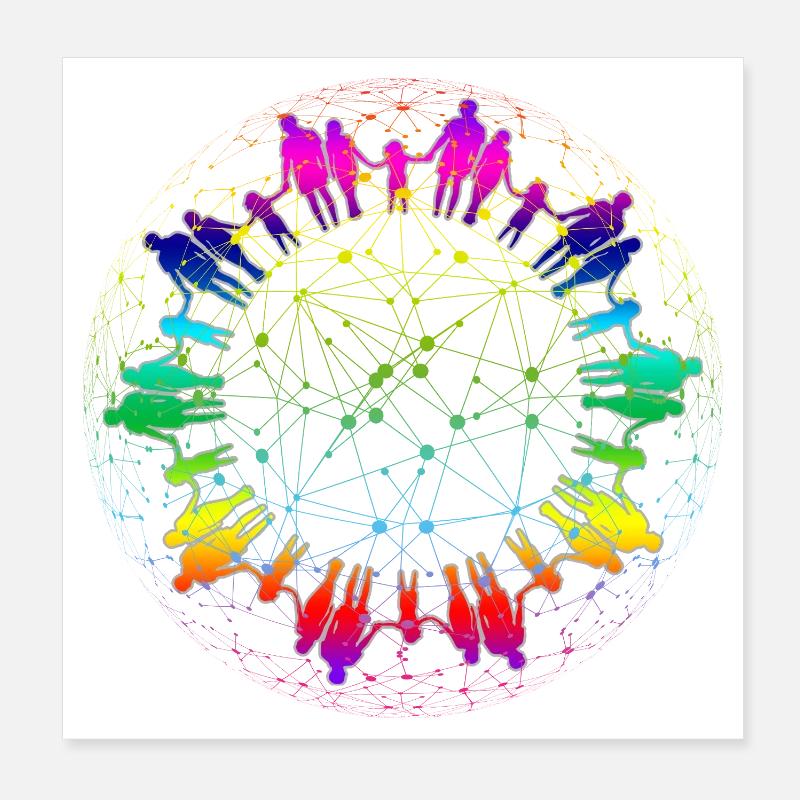 Rete arcobaleno della comunità Poster 20x20 cm
