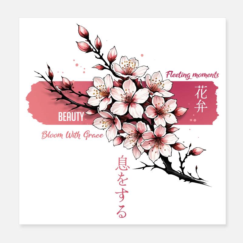 Fard à joues Sakura Bloom sur Rose Poster 20 x 20 cm