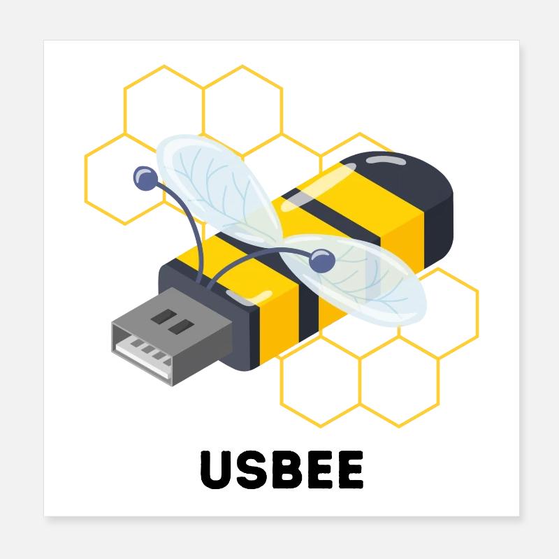 USBEE - Jeu de mots mignon sur l’abeille USB Poster 20 x 20 cm