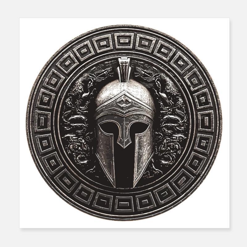 Spartan Helmet Mythology Gladiator Poster 8" x 8" (20x20 cm)