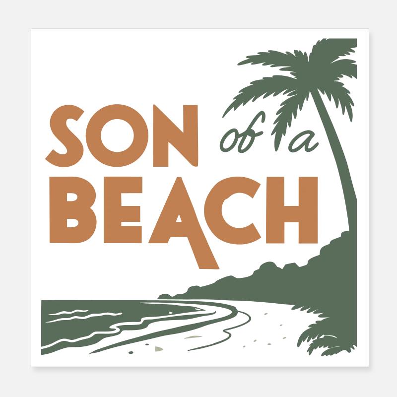 Fils d’une plage – Design rétro de palmier - Poster 20 x 20 cm - blanc
