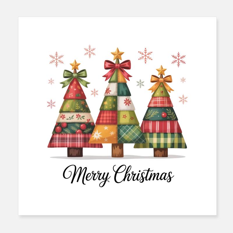 Trio de sapin de Noël patchwork Poster 20 x 20 cm