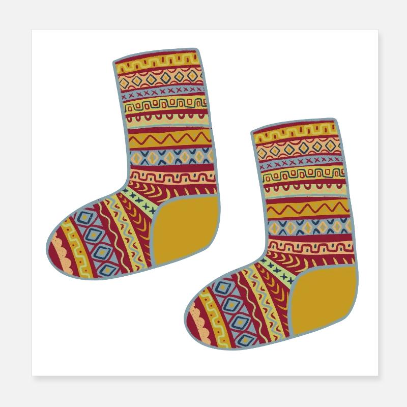 Chaussettes colorées à motifs Fair Isle Poster 20 x 20 cm