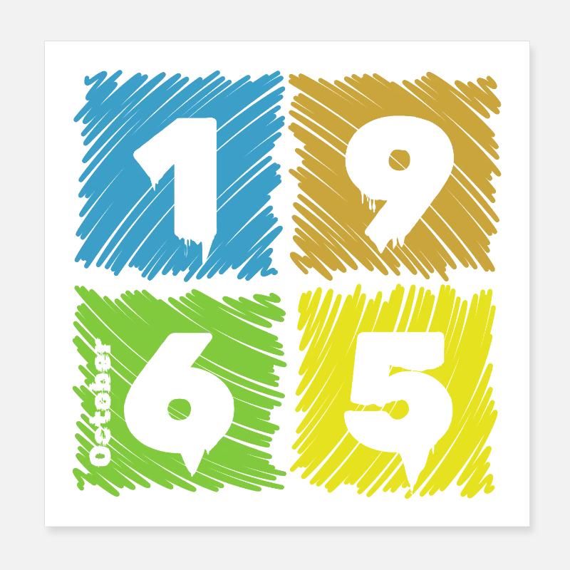 60. Geburtstag Farbige Patches since 10/1965 Poster 20x20 cm