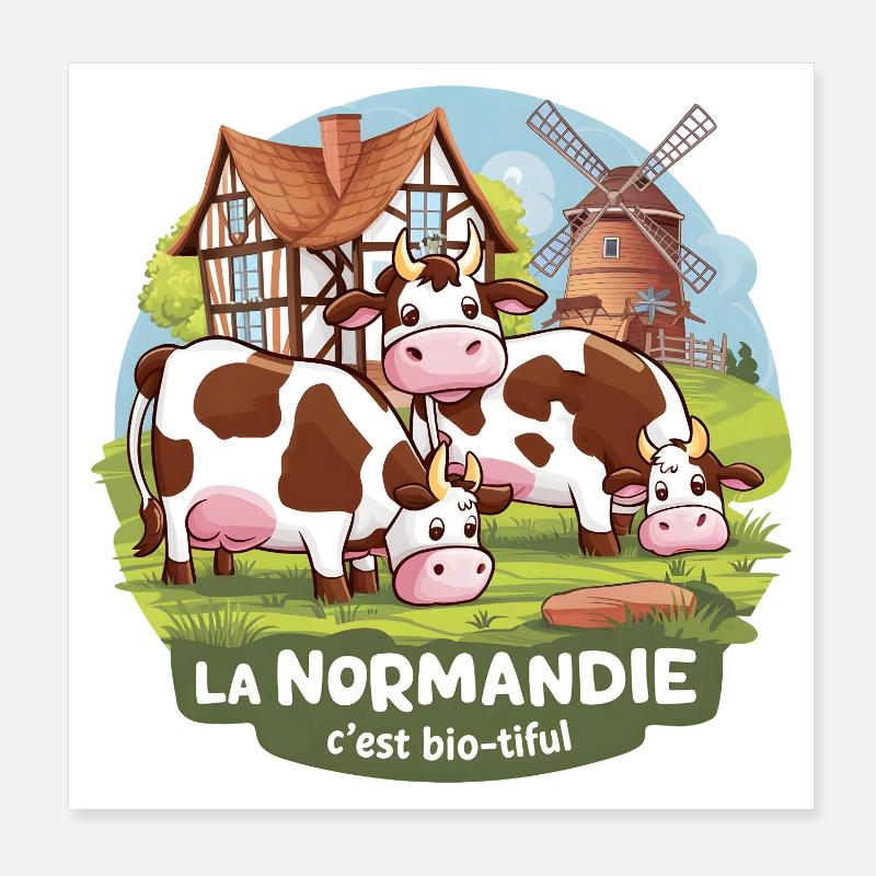 La Normandie C’est Bio-tiful Manche et Cotentin - Poster 20 x 20 cm - blanc