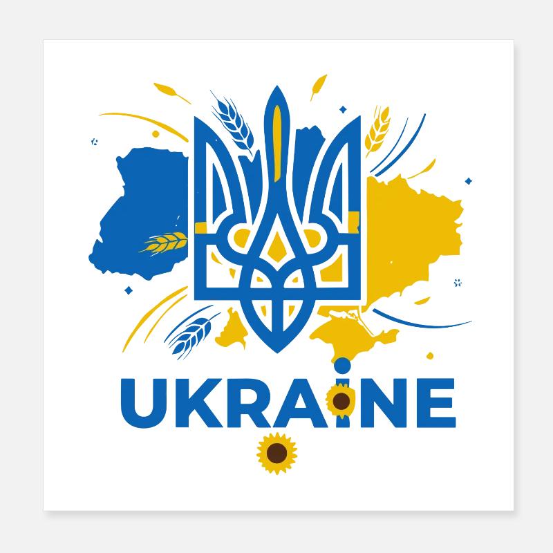 Blue Trident Ukraine Emblem Poster 8" x 8" (20x20 cm)