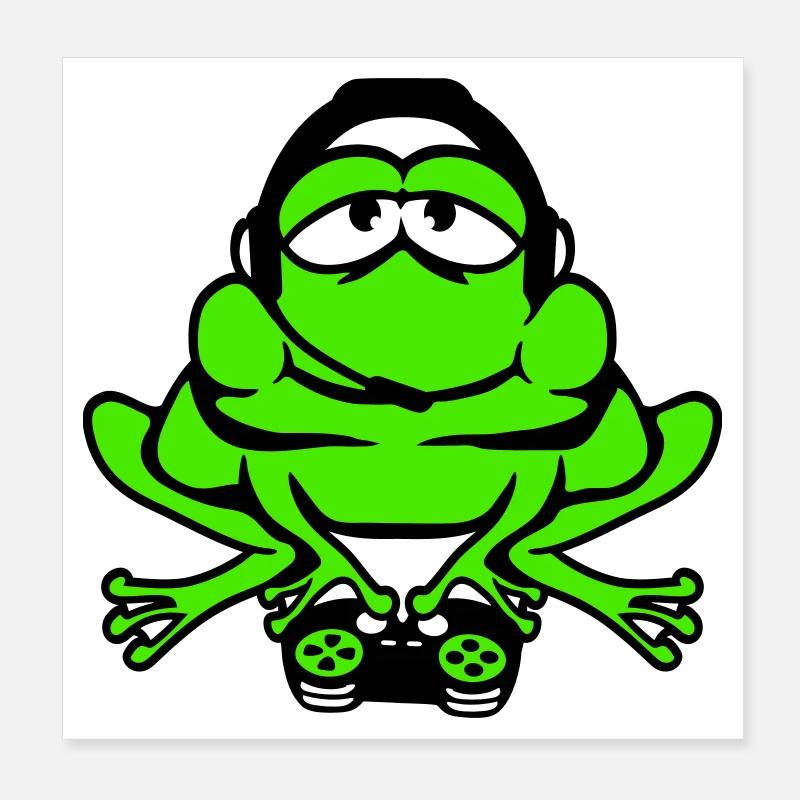 Frosch Gamer Nerd zocken Controller Konsole Spiel Poster 20x20 cm