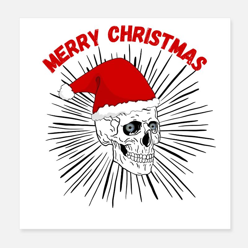 Weihnachtsschädel mit rotem Gothic Hut Poster 20x20 cm