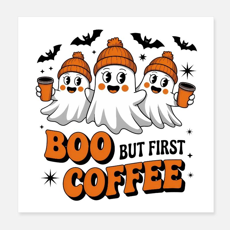 Fantômes café d'hiver orangés Poster 20 x 20 cm