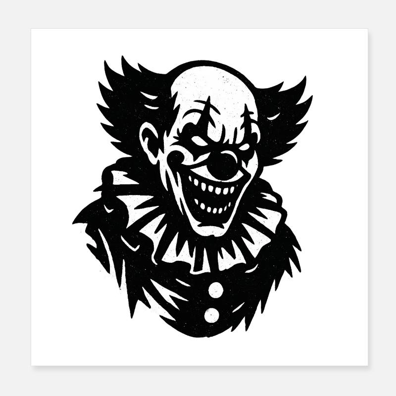 Grimaces de clowns noirs et blancs Poster 20 x 20 cm