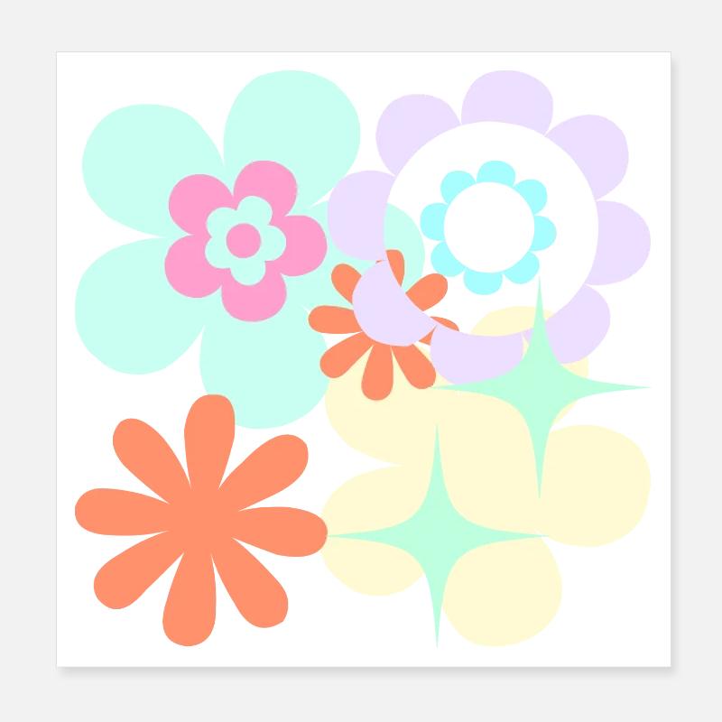 Blossom Pop Retro Pattern Poster 8" x 8" (20x20 cm)