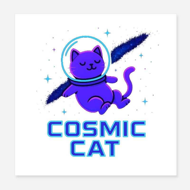 Kosmische Katze Neon Poster 20x20 cm