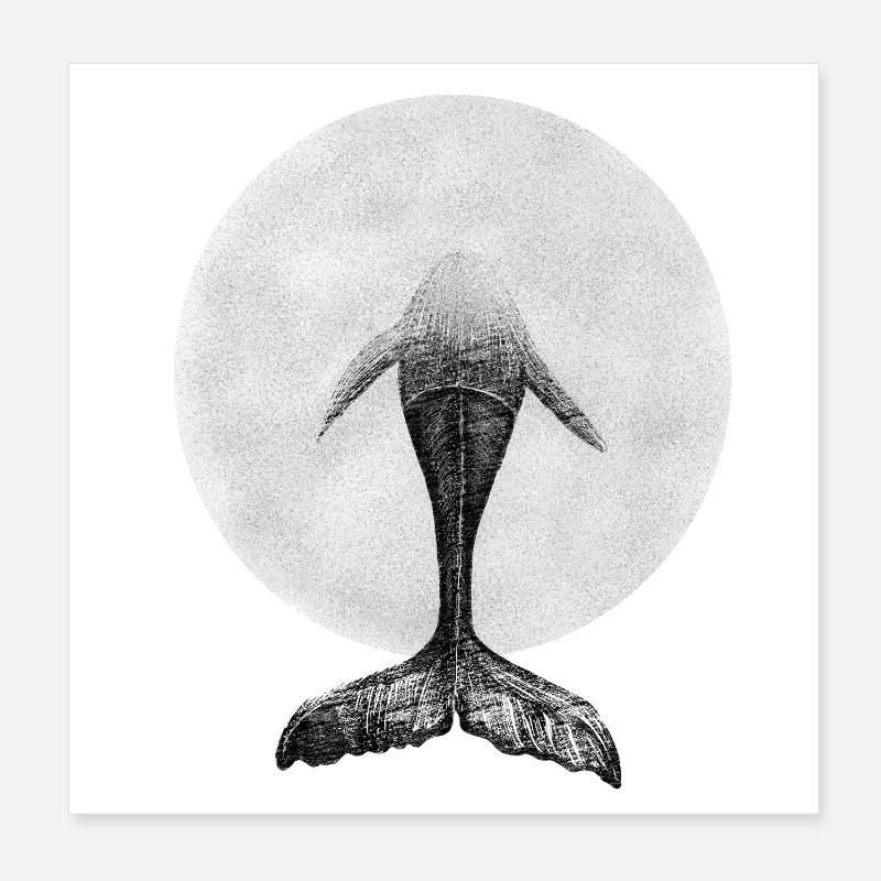 Diving Giant: The Whale in the Ocean Circle Poster 8" x 8" (20x20 cm)