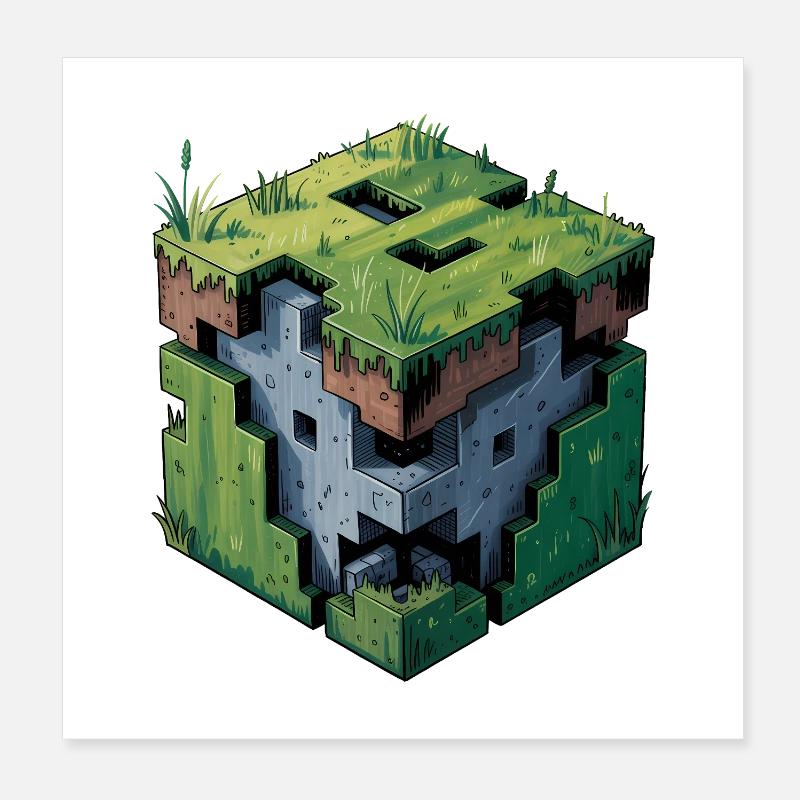 Dirt Block – Cooles Low-Poly-Logo Poster 20x20 cm