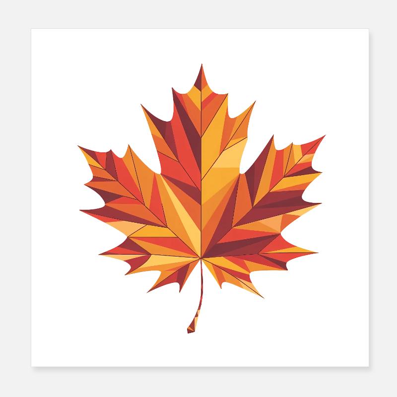 Herbstblatt - Cooles Low-Poly-Logo Poster 20x20 cm