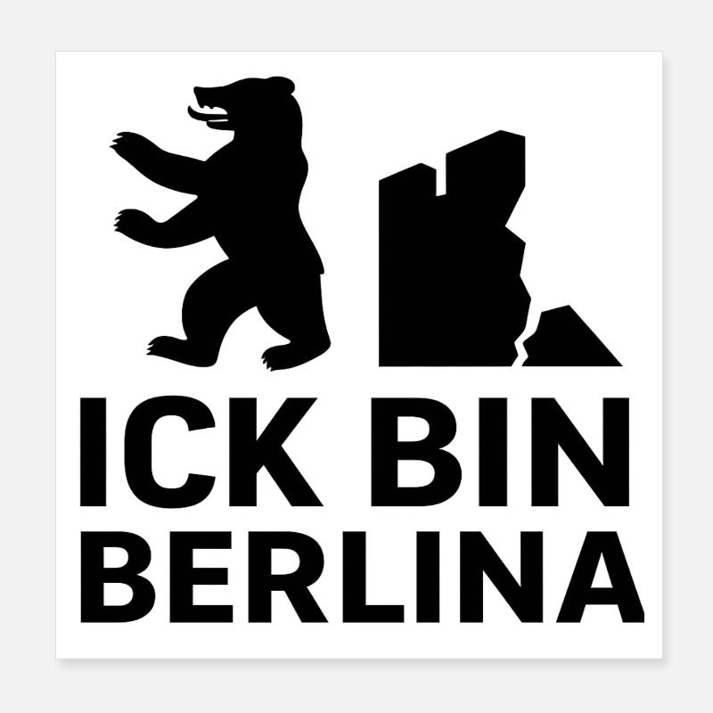 Ick bin Berlina | Berliner Bär & Mauer Spruch Poster 20x20 cm
