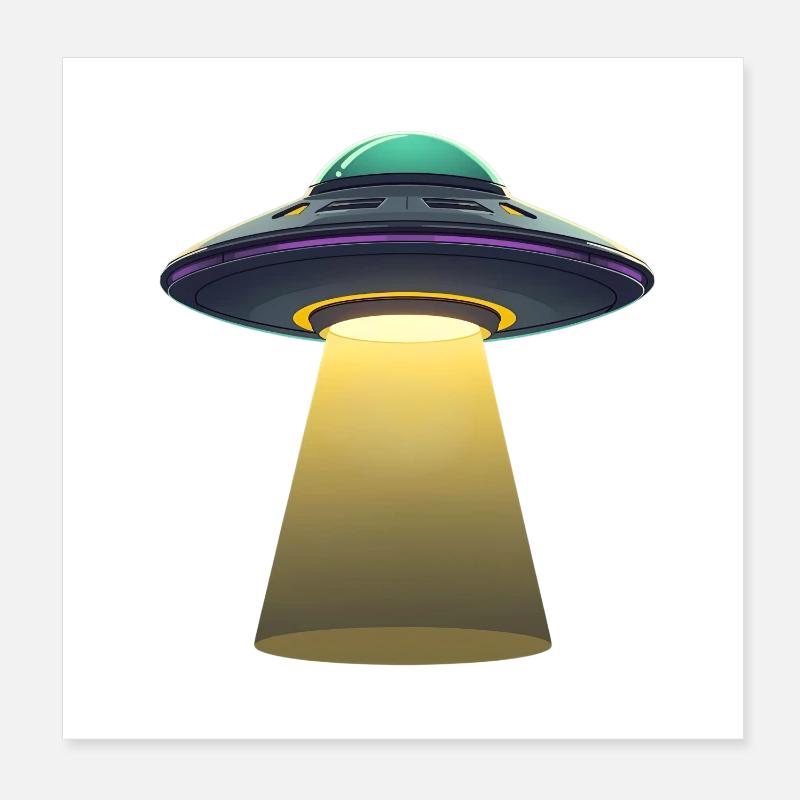 UFO Light Beam Abduction Scene Poster 8" x 8" (20x20 cm)