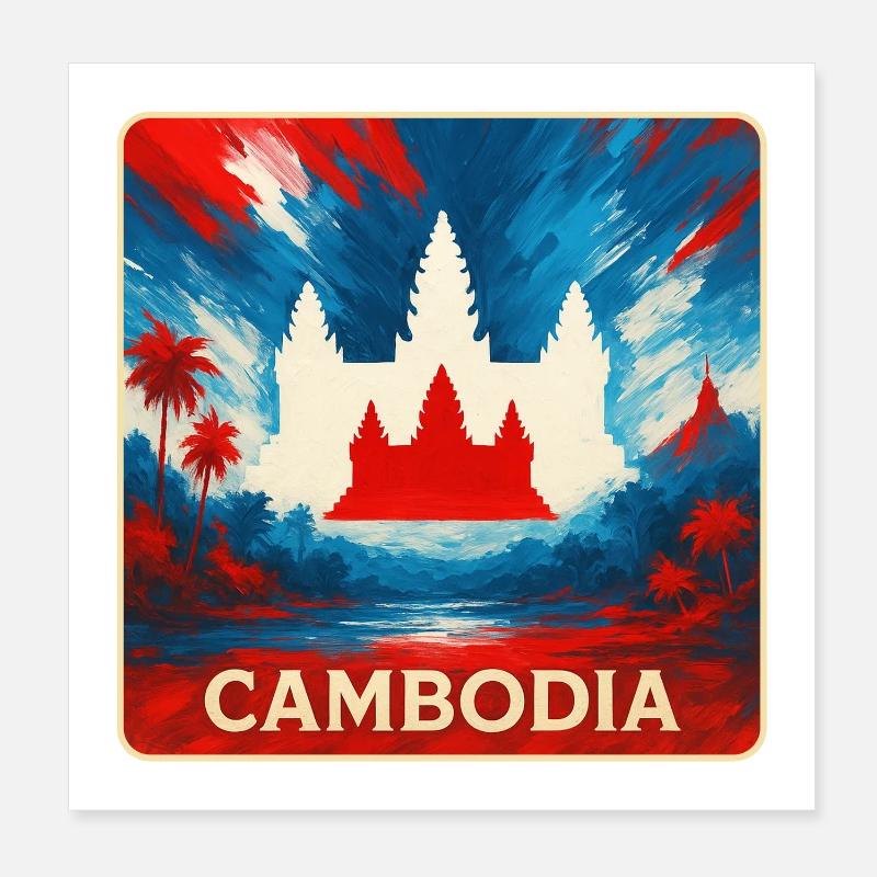 Cambodia – Angkor Wat Design Poster 8" x 8" (20x20 cm)