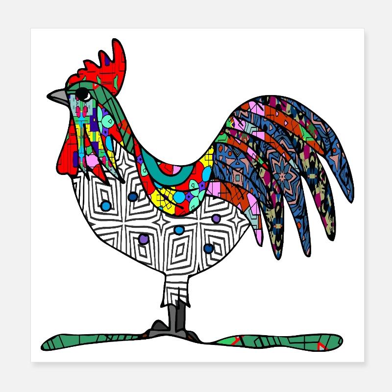 Rooster Poster 8" x 8" (20x20 cm)