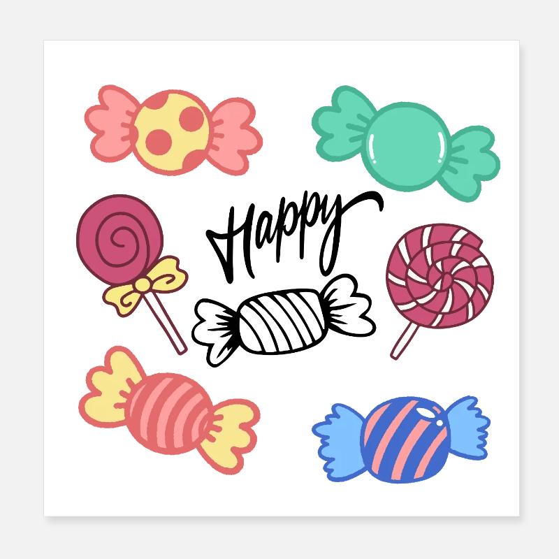 Candy Circle Icons Collection Poster 8" x 8" (20x20 cm)