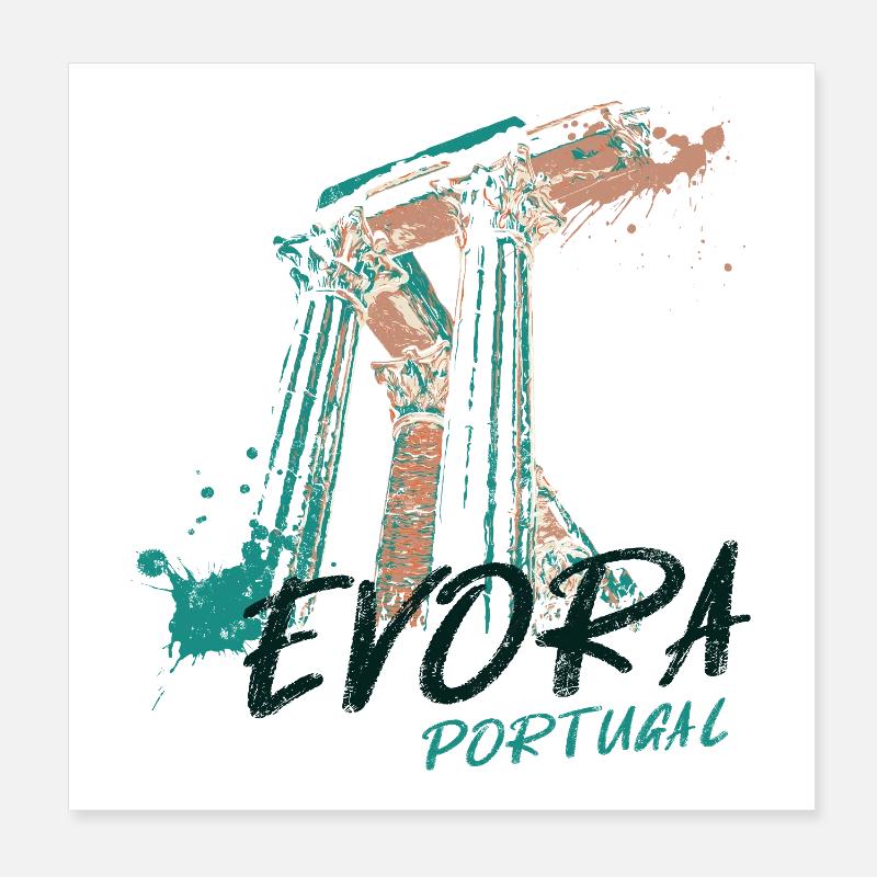 Illustration du Temple romain de Évora  Poster 20 x 20 cm