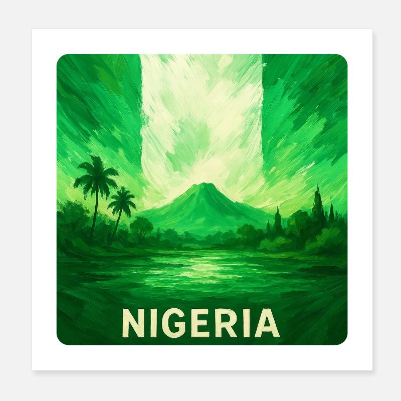 Drapeau de paysage du Nigeria Conception Poster 20 x 20 cm