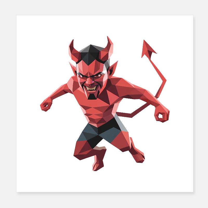 Devil - Cool Low Poly Logo Poster 20 x 20 cm