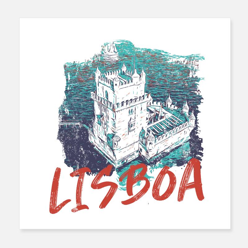 Belém and Tagus Tower in Lisbon, seen from the sky Poster 8" x 8" (20x20 cm)