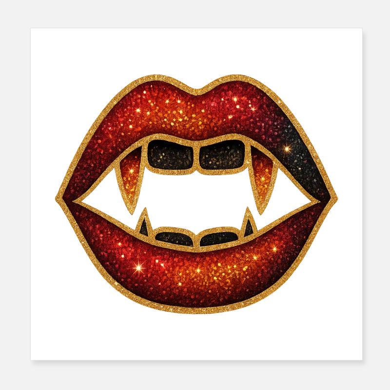 Halloween Nosferatu Dracula Lips Vamp Teeth Poster 8" x 8" (20x20 cm)