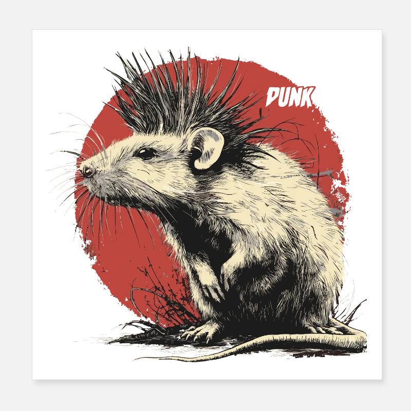 Punkrock Ratte Poster 20x20 cm