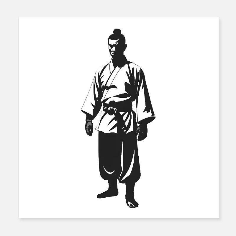 Shaolin Mönch - Cooles Silhouetten-Logo Poster 20x20 cm