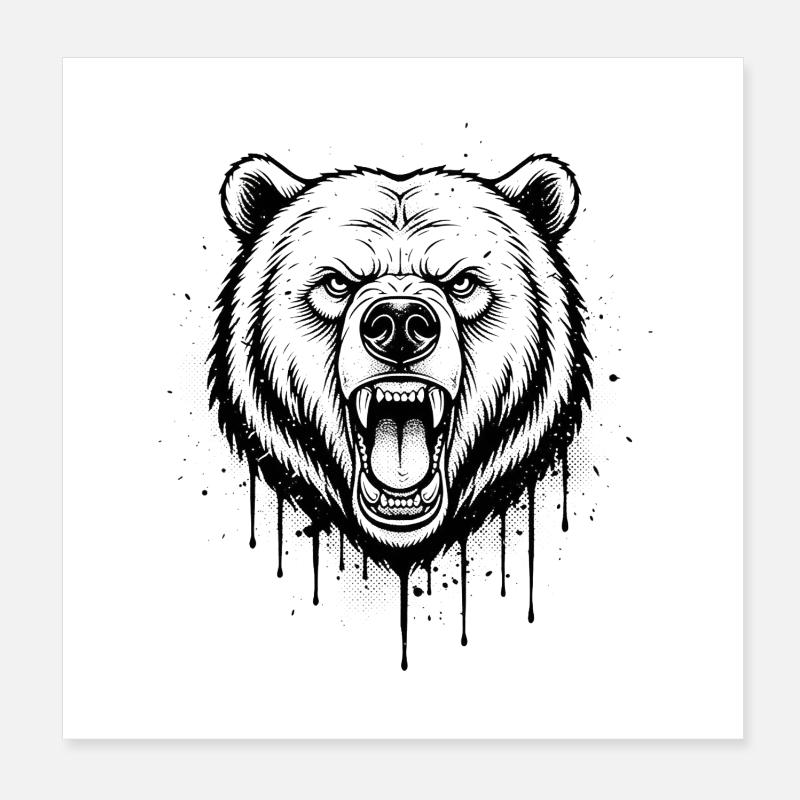 Bär Brüllendes Design Poster 20x20 cm