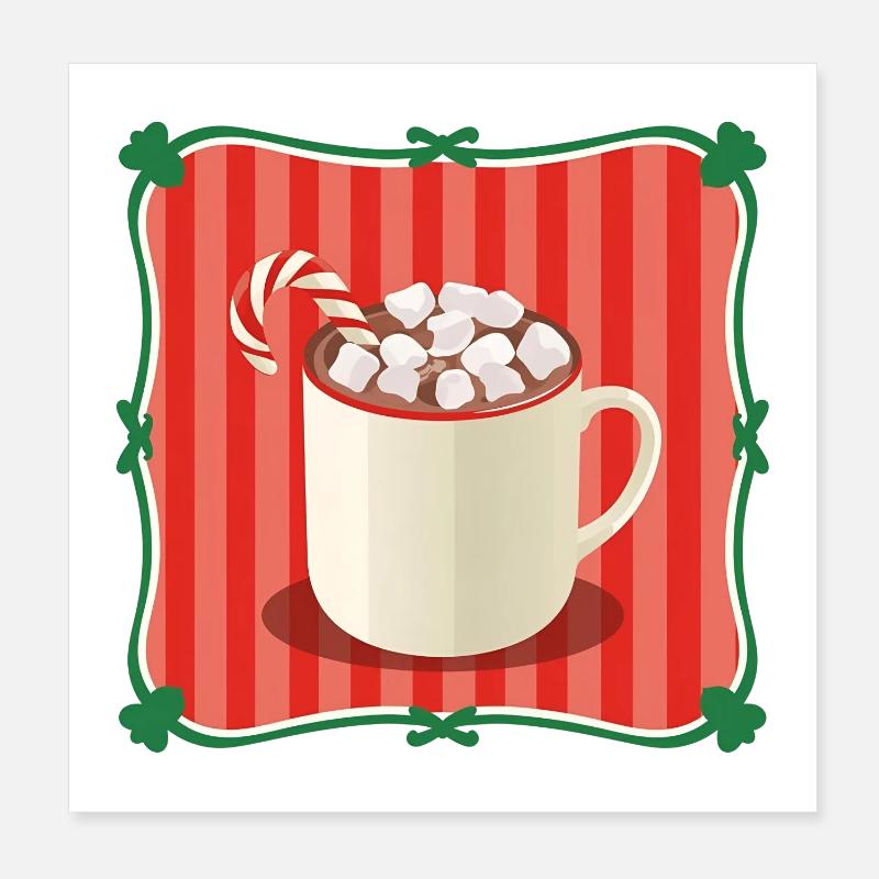 Chocolat chaud vintage Noël rétro Poster 20 x 20 cm