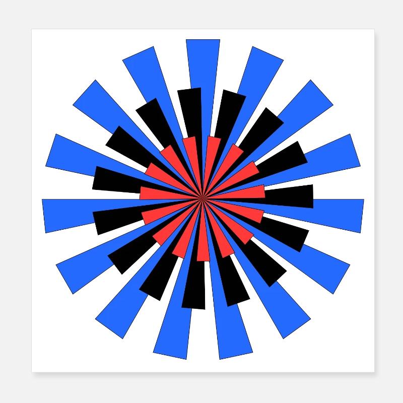 Radiale Farbburst Kontrast Poster 20x20 cm