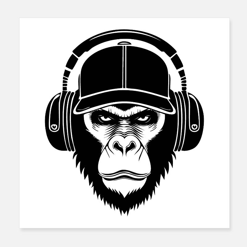 Casque de jeu Crew Focused Monkey Head Shirt Poster 20 x 20 cm