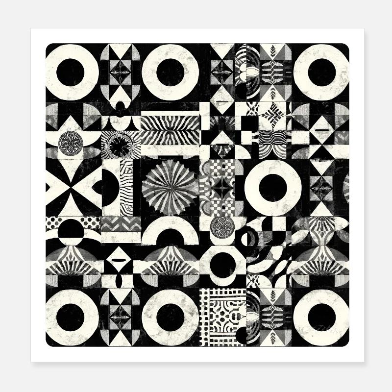 Abstract Black and White Pattern Geometry Poster 8" x 8" (20x20 cm)