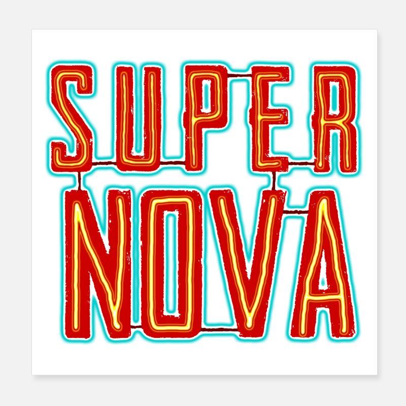 Super Nova Neon Lettering Poster 8" x 8" (20x20 cm)