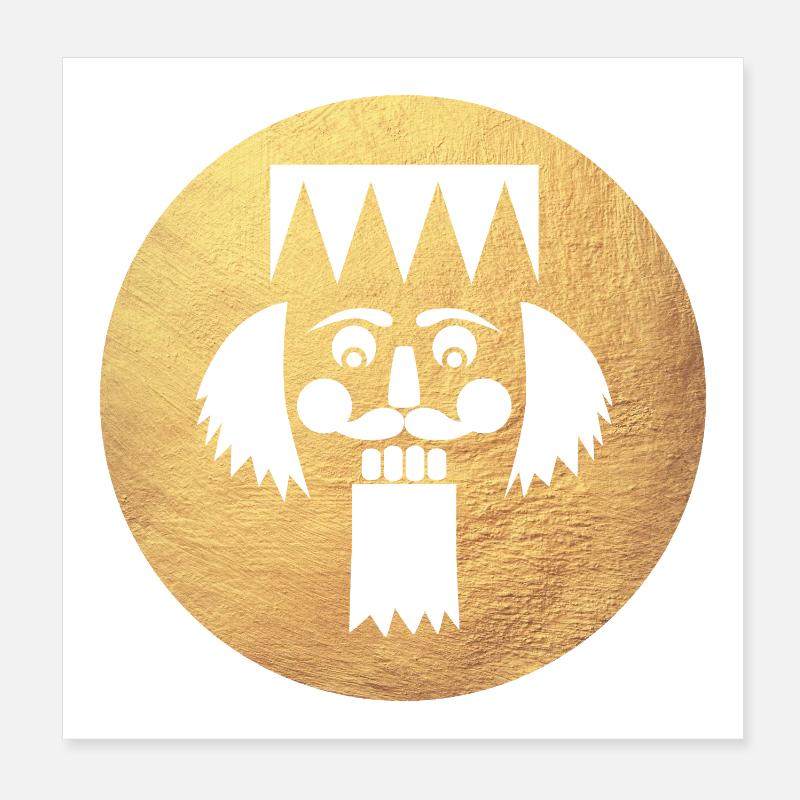 Circle Nutcracker Gold Christmas Xmas Decoration Poster 8" x 8" (20x20 cm)