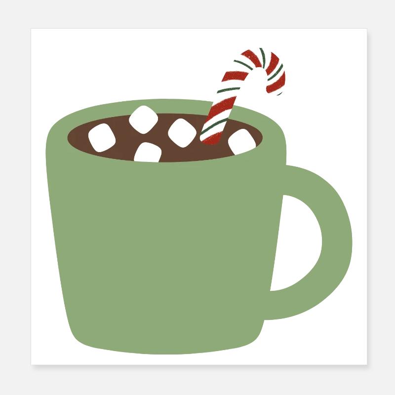 Mug Vert Cacao avec Canne de Noël Poster 20 x 20 cm