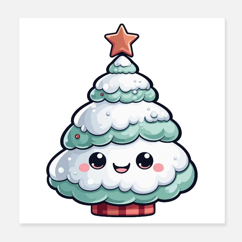 Pastellfarbener schneebedeckter Baum Stern Poster 20x20 cm