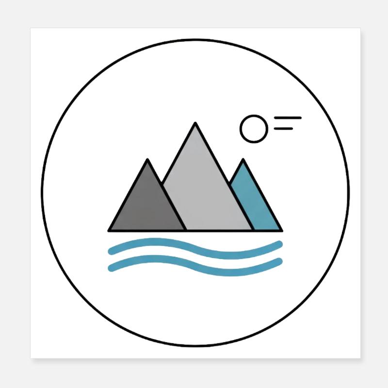 Silhouette de lac de montagne avec vagues Poster 20 x 20 cm