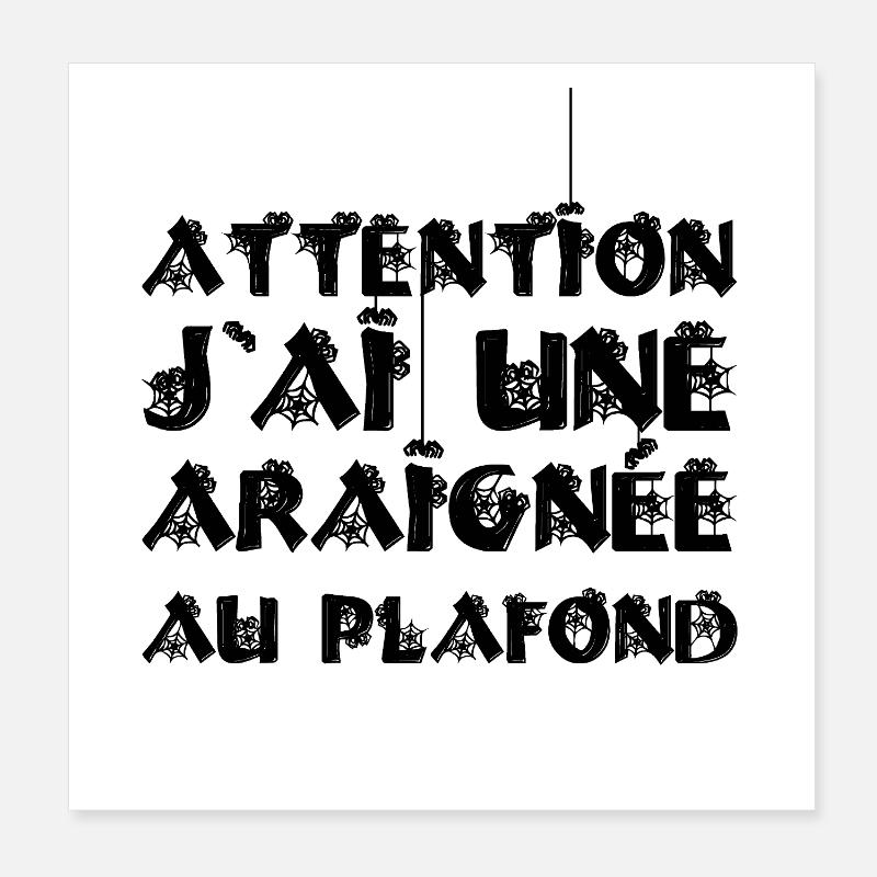 ATTENTION, J'AI UNE ARAIGNÉE AU PLAFOND ! Poster 20 x 20 cm