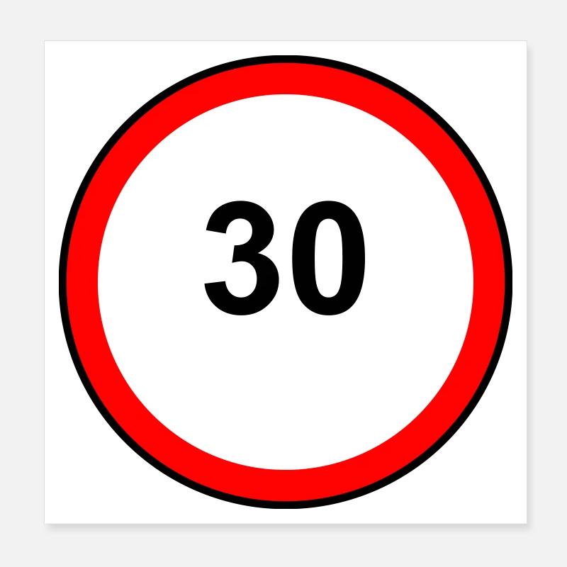 Tempo 30 Motif de signe Poster 20 x 20 cm