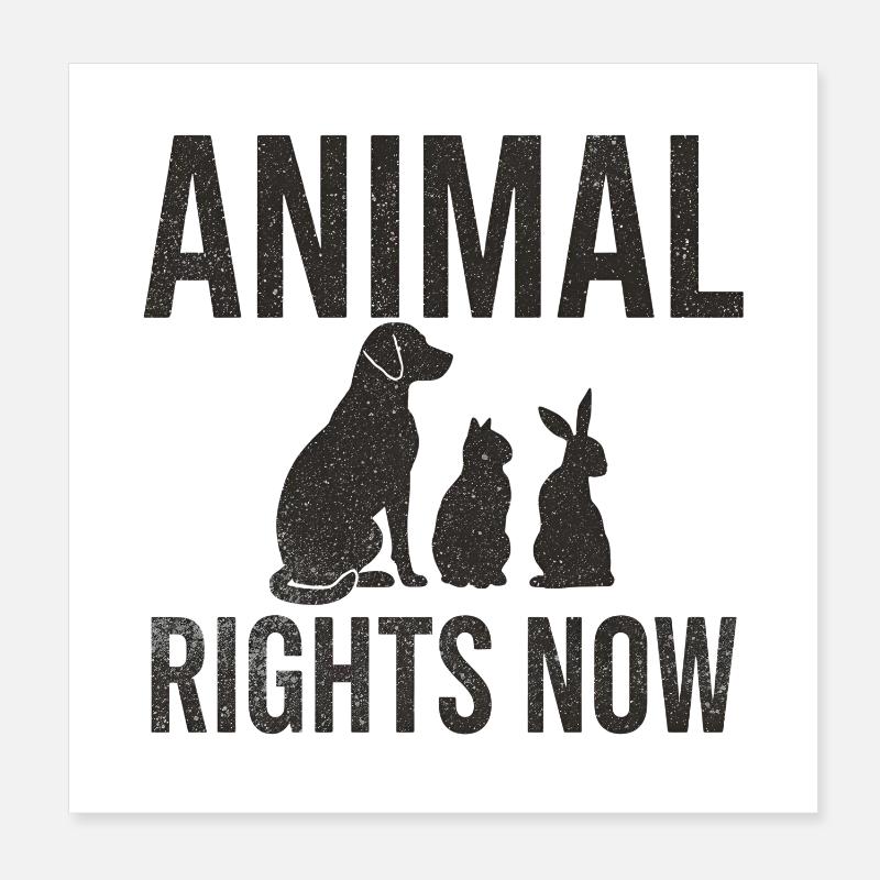 Animal Rights Now Typography Design - Poster 8" x 8" (20x20 cm) - white
