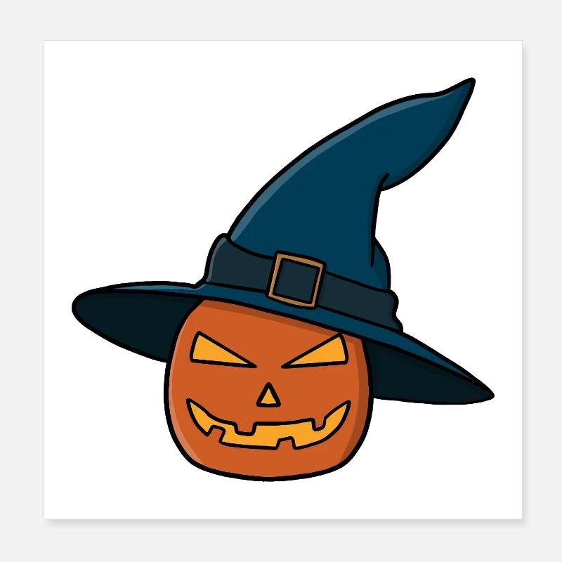 Chapeau de sorcière citrouille Jack O lanterne Poster 20 x 20 cm